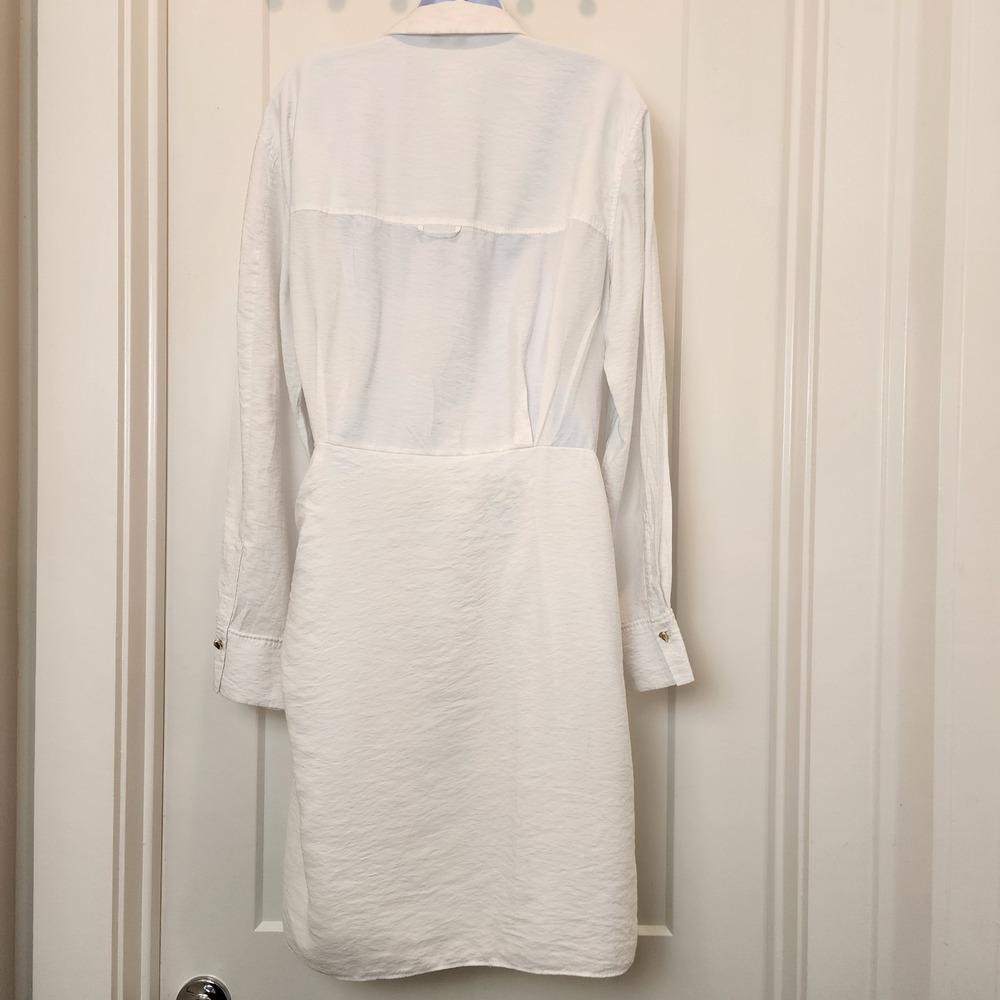 Vince White Wrap Shirt Dress XL Long Sleeve Quiet Luxury Minimalist‎ Resortwear - Picture 4 of 16